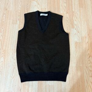 Xuebao Men's Pure New Wool Knit Black Sweater Vest Size Medium